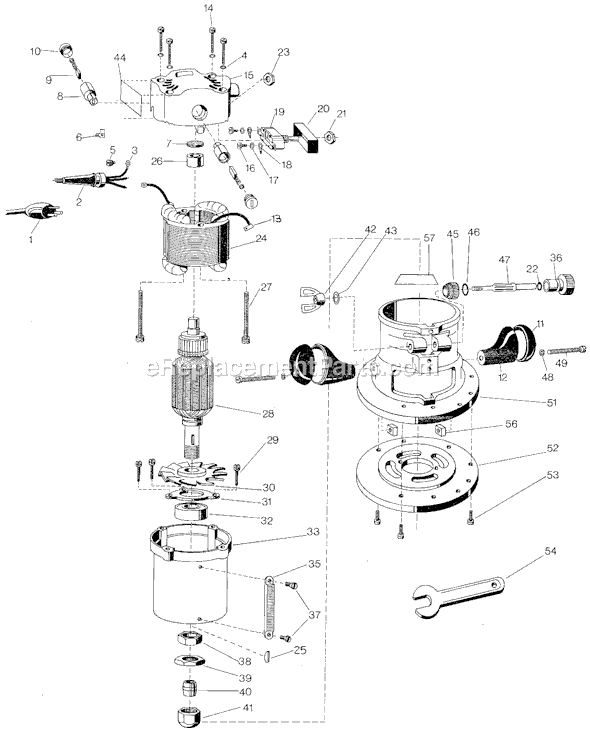 Page A Diagram and Parts List for 7610 Type 2 Black and Decker Router
